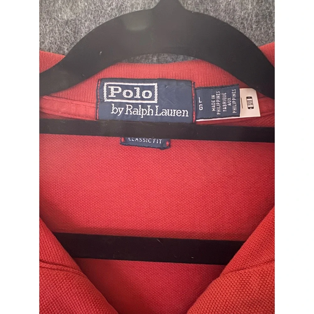 Polo Ralph Lauren Red Classic Fit Evening Post Embroidered Flag Polo Shirt Large